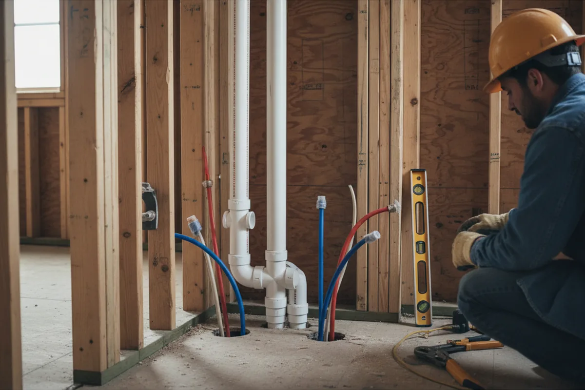 Drain and supply rough-in during Leak Detection in Sand Lake
