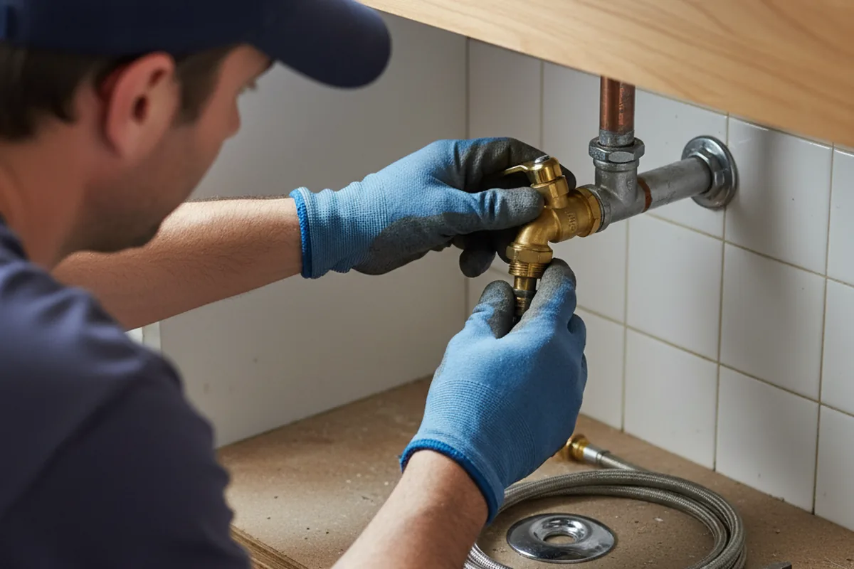 Shutoff valve and fitting work during Well Pump Repair in Sand Lake